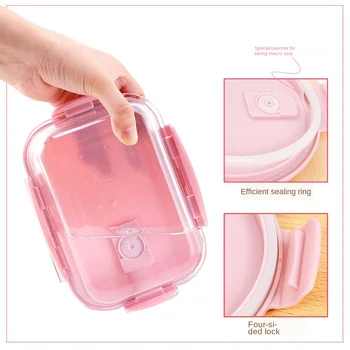 

Microwave Oven Heating Container Septated Glass Container Lunch Box Lunch Box Office Workers Glass Bowl Sealed Freshness Box