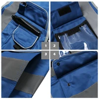 Blue Reflective Safety Vest with Zipper and Pockets