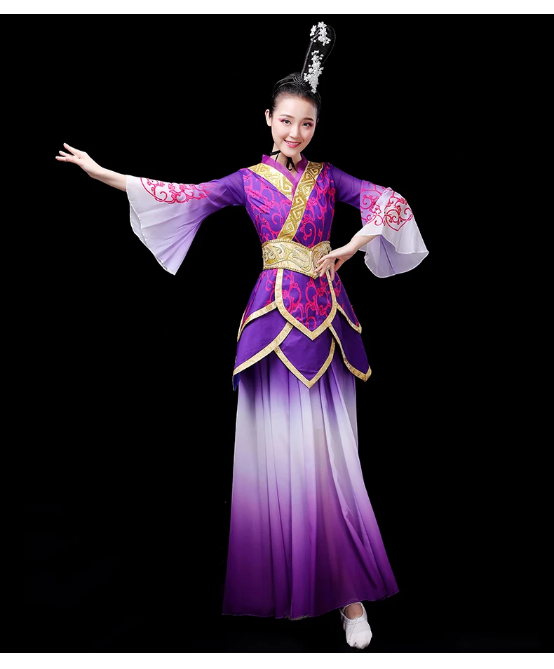Индивидуальные Hanfu женские элегантные и постепенные изменения цвета классические танцевальные представления Китайский древний Винтаж Тан Фея группа