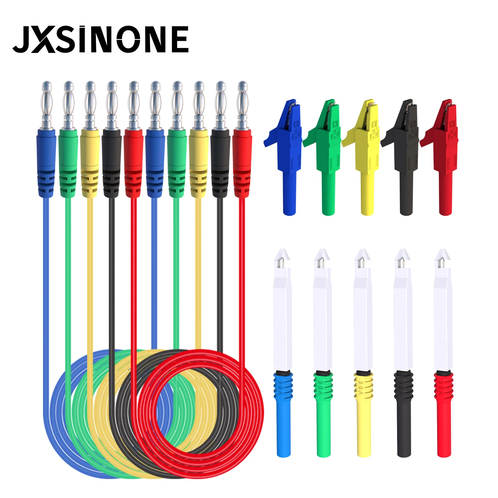 

4mm Banana Plug Test Leads Kit with Alligator Clips Insulation Wire Probes for Multimeter Automotive Diagnostic Testing
