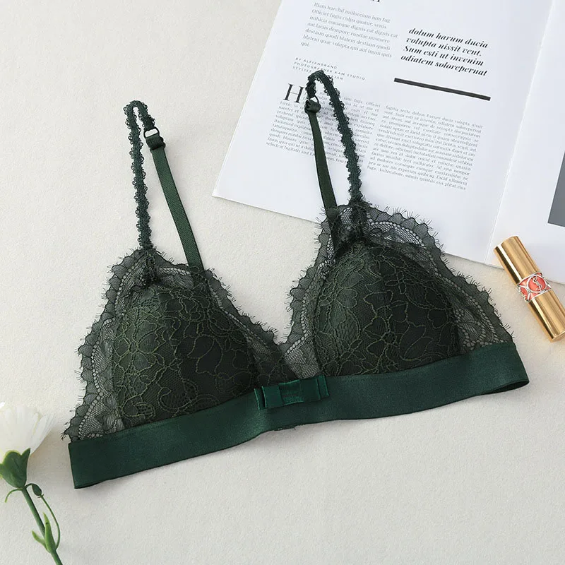 C Women Lace Bras Push Up Brassiere Wirefree Ultrathin Bra Sexy Backless Bralette Comfortable Breathable Female Underwear#F - Цвет: C