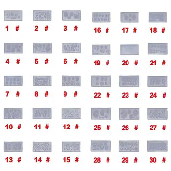 

30Pcs/Set 3D Acrylic Silicone Mold Transparent Carving Floral Heart Bokwnot Mould for Nail Art Templates DIY Decoration