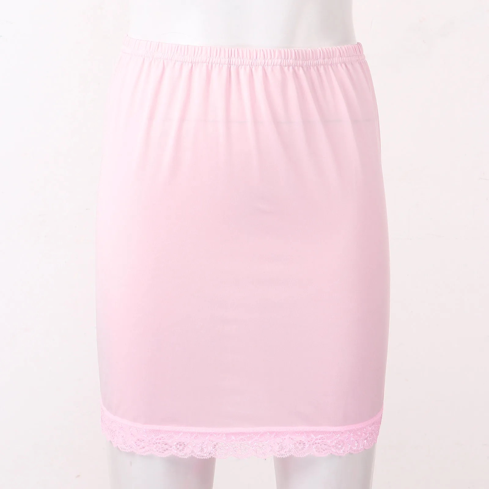 Women Girls Petticoat Underskirt Sexy Lace Hem A Line Underskirts High Waist Commuter Office Petticoat Fashion Half Slips Skirts