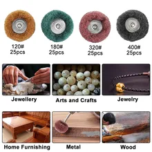 100 peças almofada de polimento de roda, mini escova abrasiva de 50mm, rodas de fibra de nylon, ferramenta de polimento rotativa