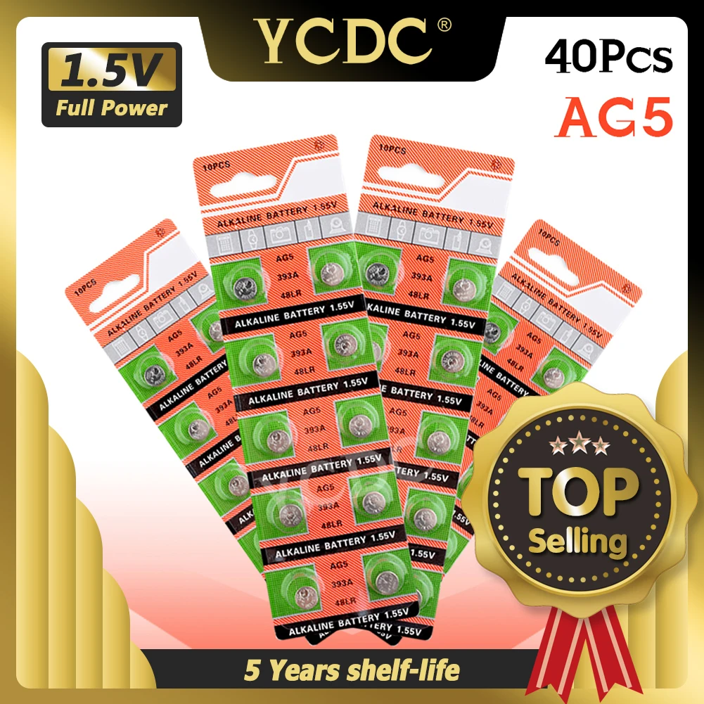 40 шт. кнопочные батарейки Ag5 D309 D393 G5 G5A L754 LR48 LR754 RW28 SR48 SR754 SR754W 15 48 1 55 193 309 393 393A 546 в |