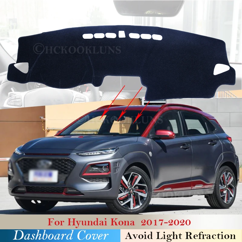 Dashboard Cover Protective Pad for Hyundai Kona 2017 2018 2019 2020 Car Accessories Dash Board Sunshade Anti-UV Carpet Dashmat truck stickers
