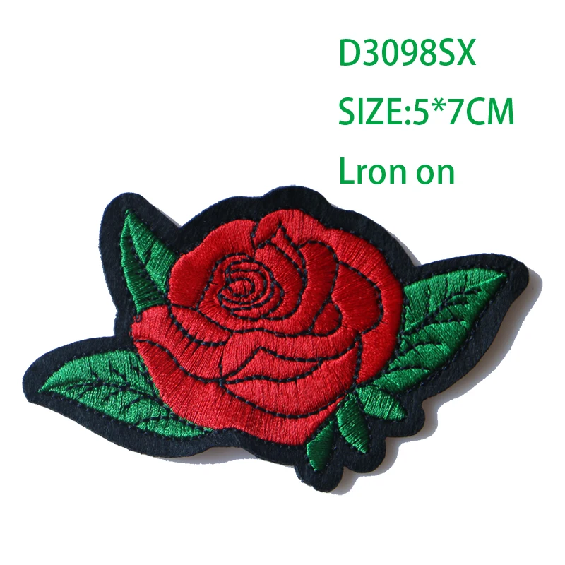 Роза с листьями в любви вышитые железные нашивки для одежды DIY полосатая одежда Лоскутная наклейка пользовательские цветы значки