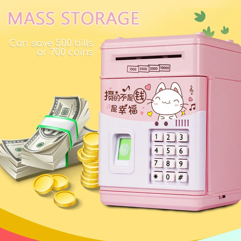 Fingerprint Atm Piggy Bank Cartoon 