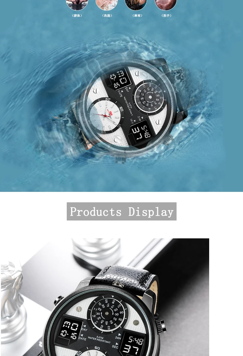 2021 New Fashion Brand Mens Watches Waterproof Sport Watch Men Electronic Timing Wrist Watches Clock Relogio Masculino 720