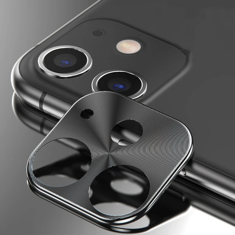 Металлический защитный чехол для объектива камеры для iPhone 11 Pro Max XS MAX X XR 7 8 Plus металлический защитный чехол для объектива телефона - Цвет: Черный