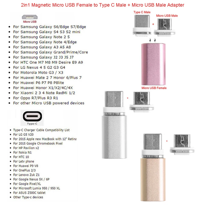 

Magnetic Type C Micro USB Charger Converter For Samsung LG Xiaomi Huawei DXAC