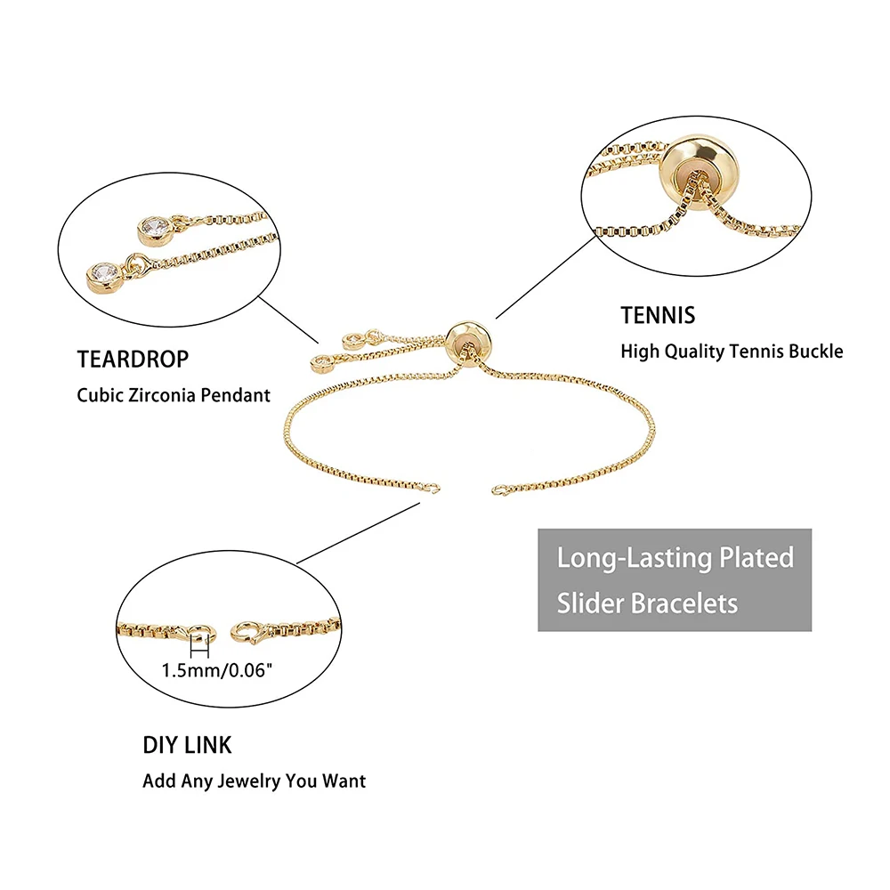 20pcs Rack Plating Environmental Brass Chain Bracelet Makings with Rhinestone Long-Lasting Plated Slider DIY Bracelets Making