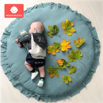 

Nordic Newborn Baby Play Mat Foldable Childrens Play Mat Soft Round Baby Crawling Mat Blanket Floor Kids Carpet Padded Playmat
