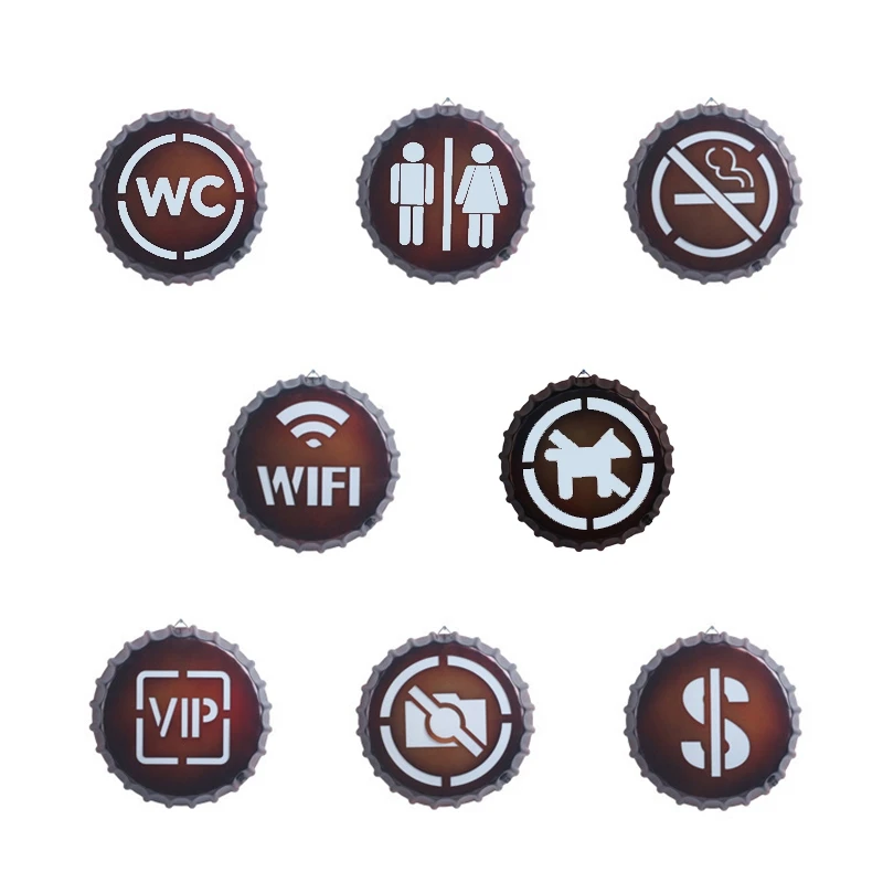 ##BUY 8PCS Retro LED Neon Bottle Cap Advertising Signboard for Family Bar Pub Restaurant Cafe Wall Decoration Gift Shop Light Board Bi