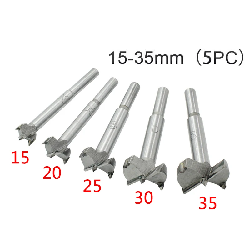 15-35mm(5PC) 15 мм-100 мм сверло форстнера для дерева сверло самоцентрирующееся Отверстие пила Резак деревообрабатывающий набор инструментов Деревянный Резак сверление для шарнирного окна - Цвет: 15-35mm(5PC)