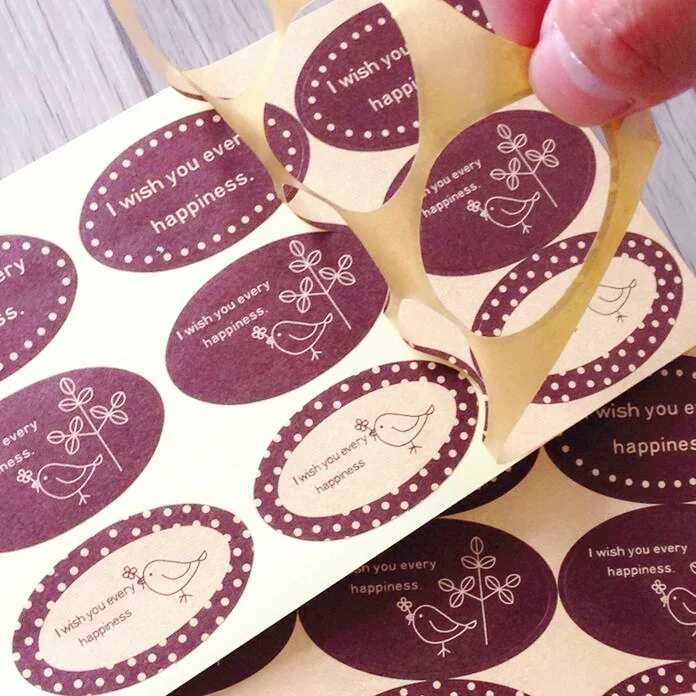 90PCS/Lot Classical Brown Wish series Ellipse seal Sticker for Handmade Products kawaii Gift sealing sticker Students' DIY label