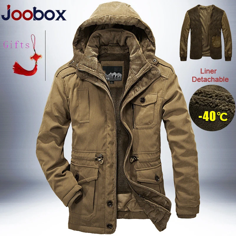 

Brand Winter Jacket Men Thick Warm Windbreaker Mens Parkas High Quality Cashmere Liner Detachable 2 in 1 Coat Plus Size L-4XL