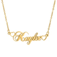 SKQIR Any Custom Name Pendant Necklace Personalized Letter Heart Stainless Steel Choker Wedding Gift For Women