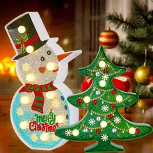 Рождественские огни DIY бриллиантовый рисунок Рождество дерево Снеговик светодиодный ночник алмаз особенной формы огни Ye