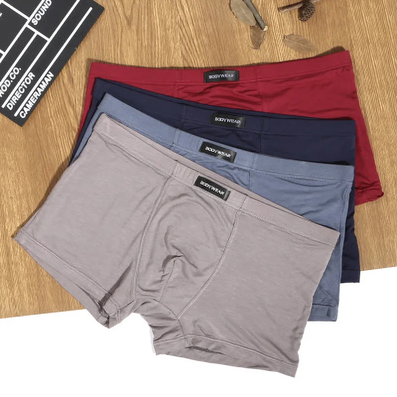 NO BOX 4pcs/lot Mens Underwear Modal Wicking Breathable U Convex Pocket Men Boxer Shorts