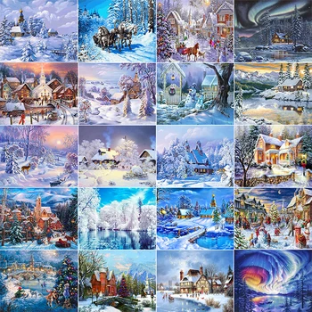 

Diamond Painting Winter Diamond Embroidery Snow Scenery Needlework Full Square Landscape Mosaic Cross Stitch Wall Decor
