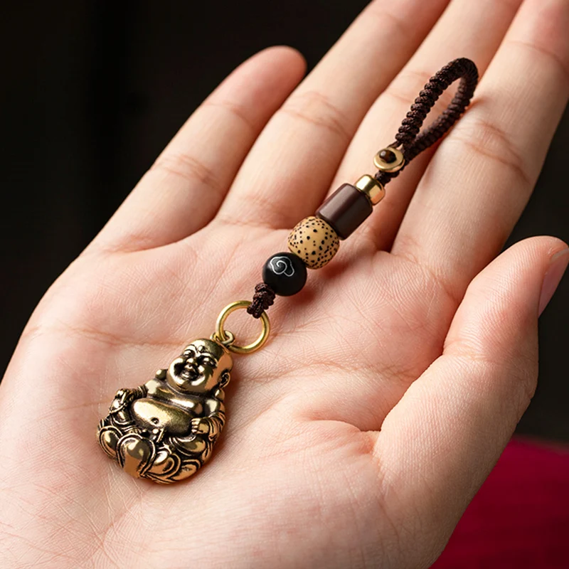 buddha tag keychain pendants brass (2)