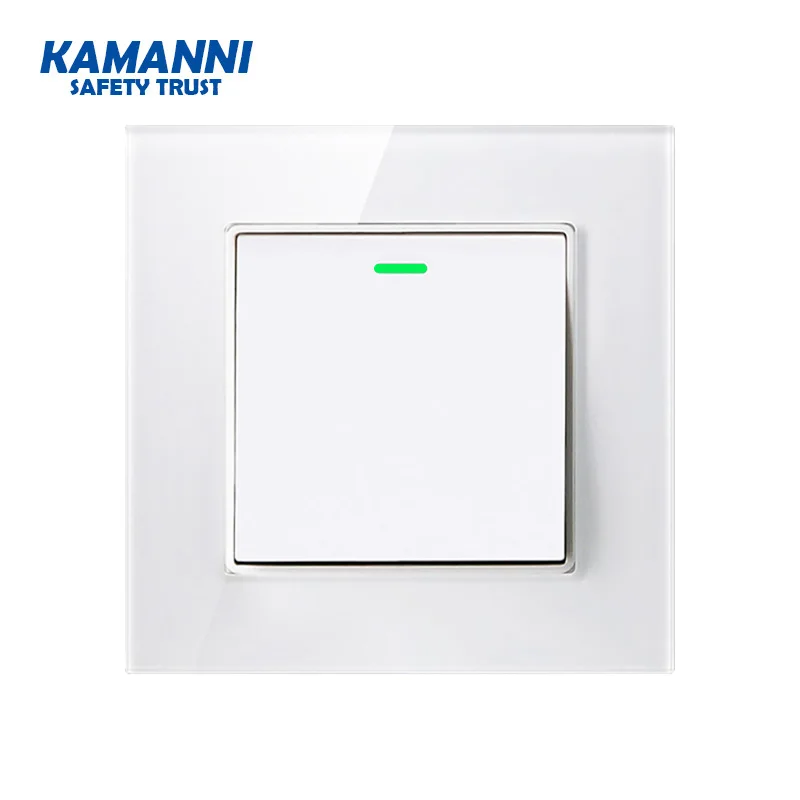 Kamanni Push Button Switch 1/2/3/4 Gang 1/2 Way White Crystal Glass