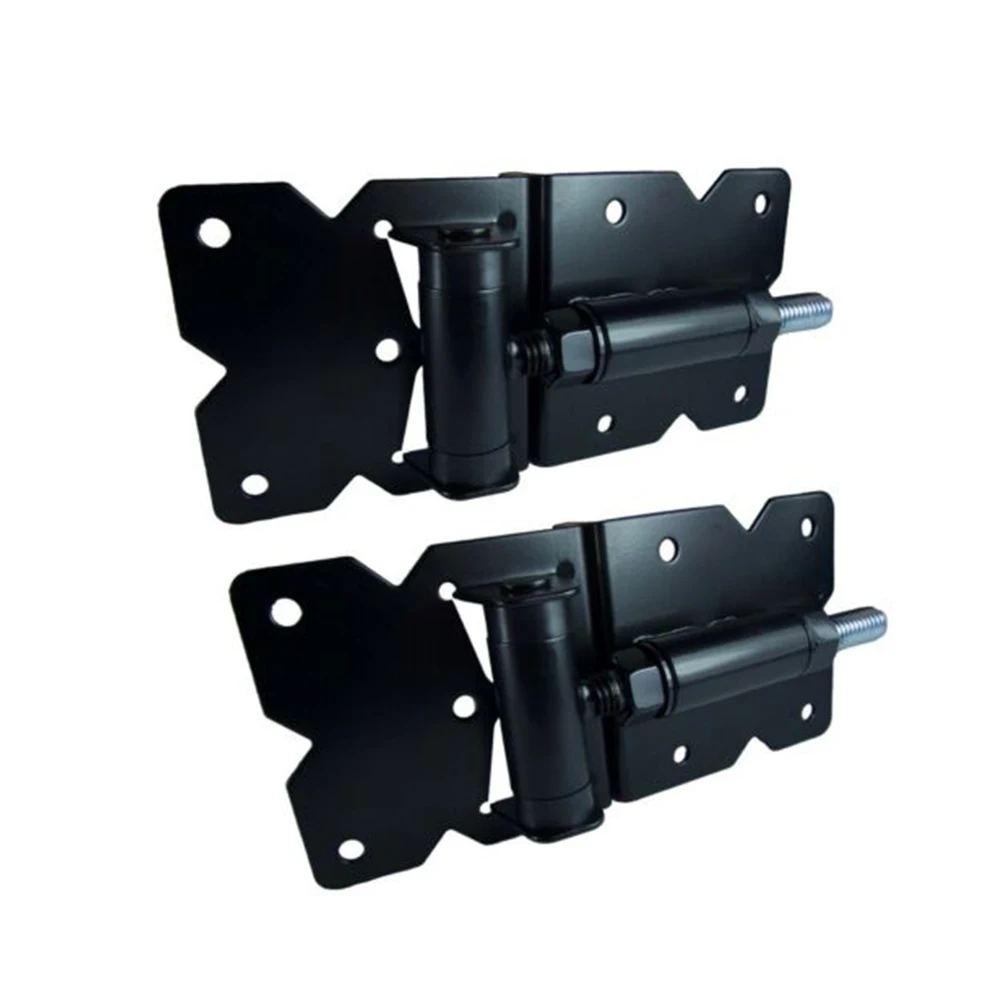 

1 Pair Powder Coated Closing Stainless Steel Hedge Adjustable Stop Vinyl Stud Home PVC Fence Latch Gate Hinges Garden