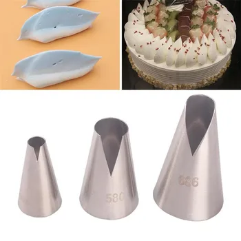 

3Pcs/set Cake Nozzles Cream Decoration Cake Head Steel Icing Piping Nozzle Pastry Tools Fondant Flower Baking Tips 580S#580#686