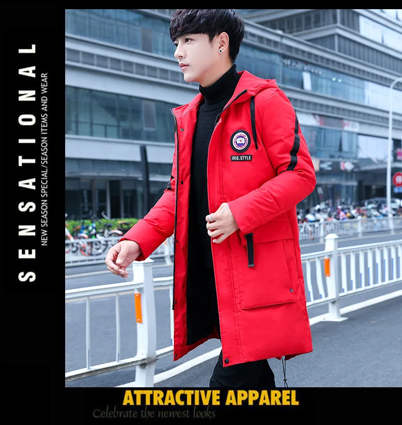 Men Winter Coat New Style Mid-length Cotton-padded Clothes Trend Handsome down Jacket Cotton-padded Clothes Autumn And Winter Th
