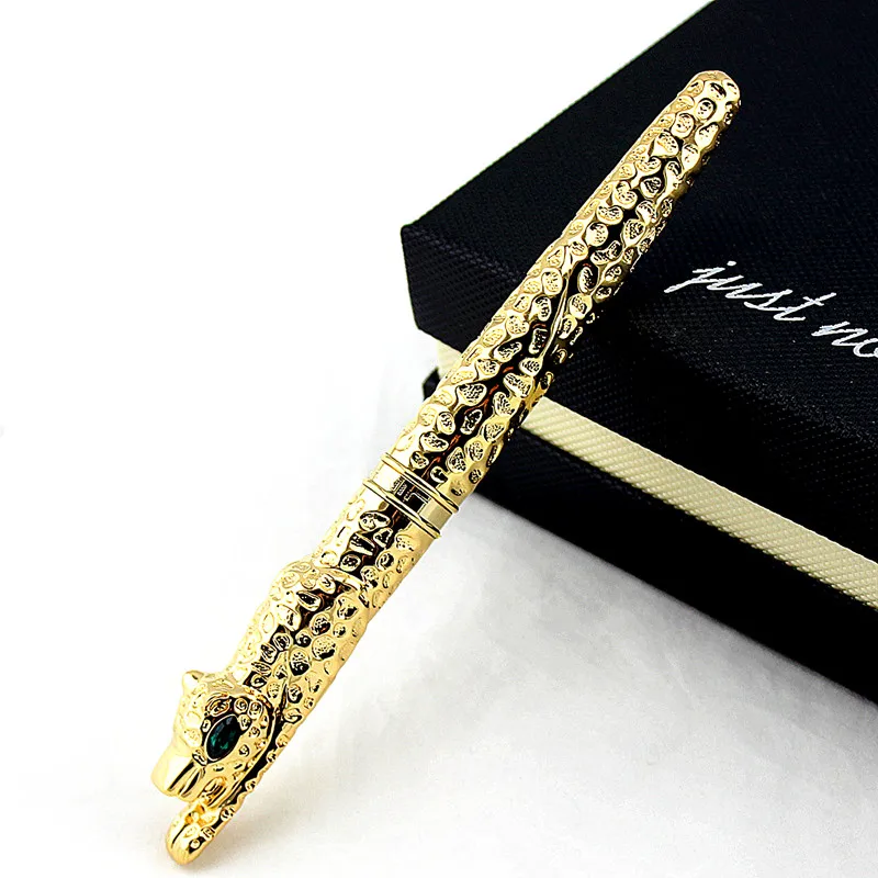 Новинка Jinhao Cheetah полностью Металлическая золотистая Ручка-роллер Роскошная Изысканная Расширенная ручка для письма в подарок для бизнес-офиса