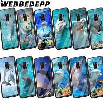 

WEBBEDEPP Dolphin Dance Jumping Tempered Glass Case for Samsung Galaxy S8 S9 S10 Plus S7 Edge Note 8 9 A10 A20 A50 A70 Cover