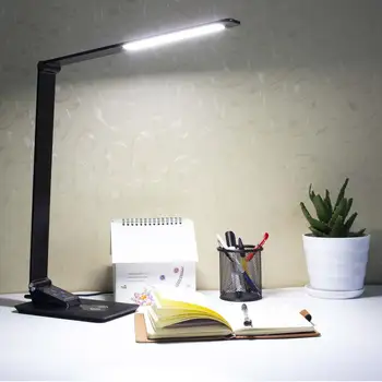 

Wireless Charging LED Desk Lamp With USB Charging Port 3 Mode 5 Levels Touch Control Eye-caring Dimmable LED Table Light