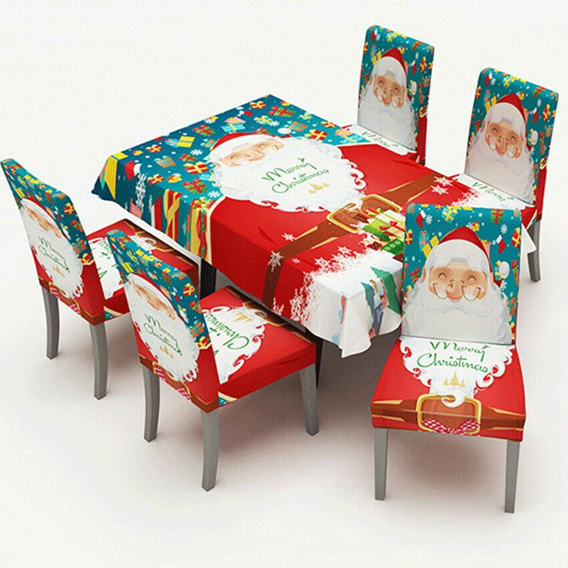 New Home Party Red Santa Clause Chair Cover Hat Christmas Dinner Table Cloth Decor Party Xmas Holiday