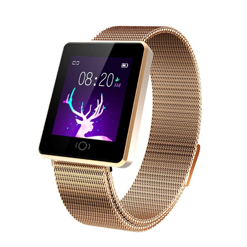 CK26 Fashion Smart Women Watch Sports Activity Physiological Record Rose Gold Elegant Watch Stainless Steel Strap