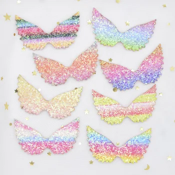 

Wholesale 72Pcs 6CM Padded Glitter Rainbow Fabric Iridescence Patches Angel-Wing Appliques for DIY Headwear Hair Bow Decor H98