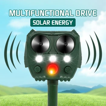 

Outdoor Garden Solar Ultrasonic Animal Repeller Waterproof Pest Repeller Snake Cat Dog Bird Dispeller Keep Animals Away