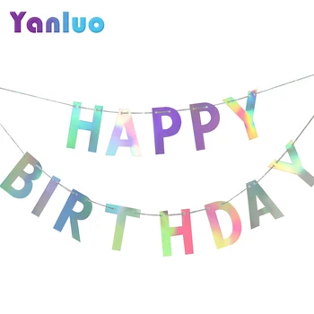 

2.5M Gradient Rainbow Flag HAPPY BIRTHDAY Banner Birthday Party Background Wall Decoration Wreath 1pcs