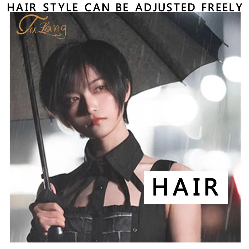 

TALANG Short Straight Cosplay Wig Black Purple Black Red Pink Blue Dark Brown 12inch Synthetic Hair Wigs
