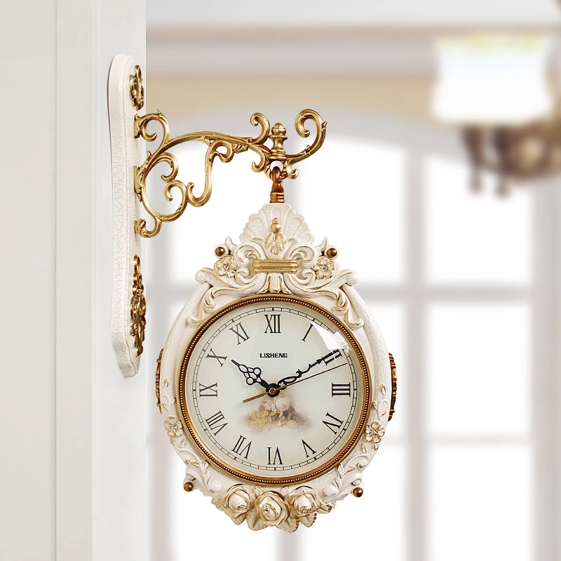 European Double - Sided Wall Clock Living Room Quiet Creative Quartz Large Household Hanging Table Decorative 50wc15 | Дом и сад