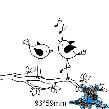 

93*59mm Singing Birds on Branch new Metal Cutting Dies Scrapbooking DIY Album Paper Card Craft Embossing stencil Dies