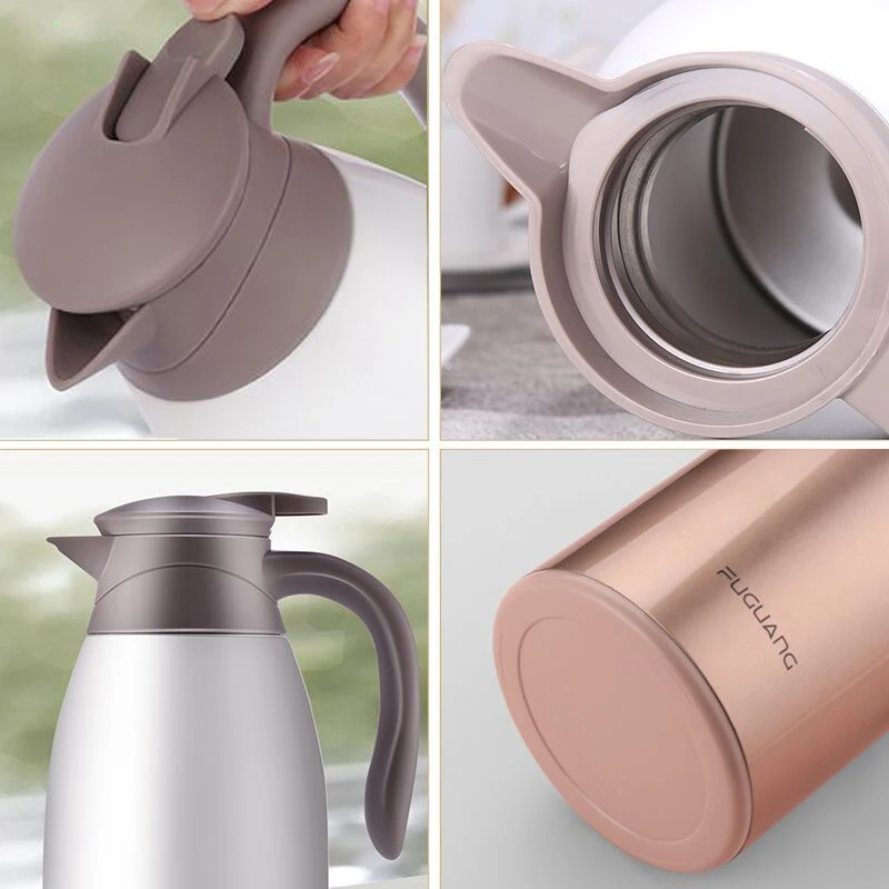 Color: Steel ZHAS Pot Insulation Vacuum Bottle Stainless Steel Electric Kettle for Outdoor Portable High Capacity Travel Thermos 2 Liter Thermoses 