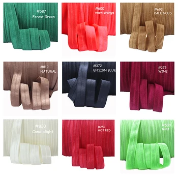 

(100 yards/roll) High quality 5/8" solid color spandex nylon fold over elastic foe