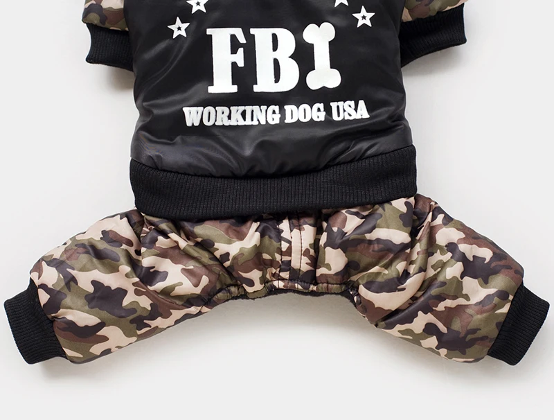 Большие S-3XL, одежда для собак FBI, уплотненный комбинезон для щенка, костюм, теплая зимняя одежда для мальчиков, собак, Ropa Para Perros