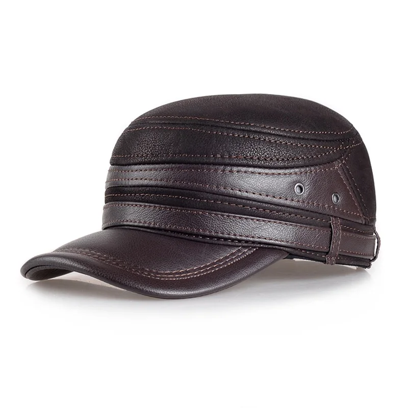 

2020 The new Korean men's leather hat men winter warm hat flat cap