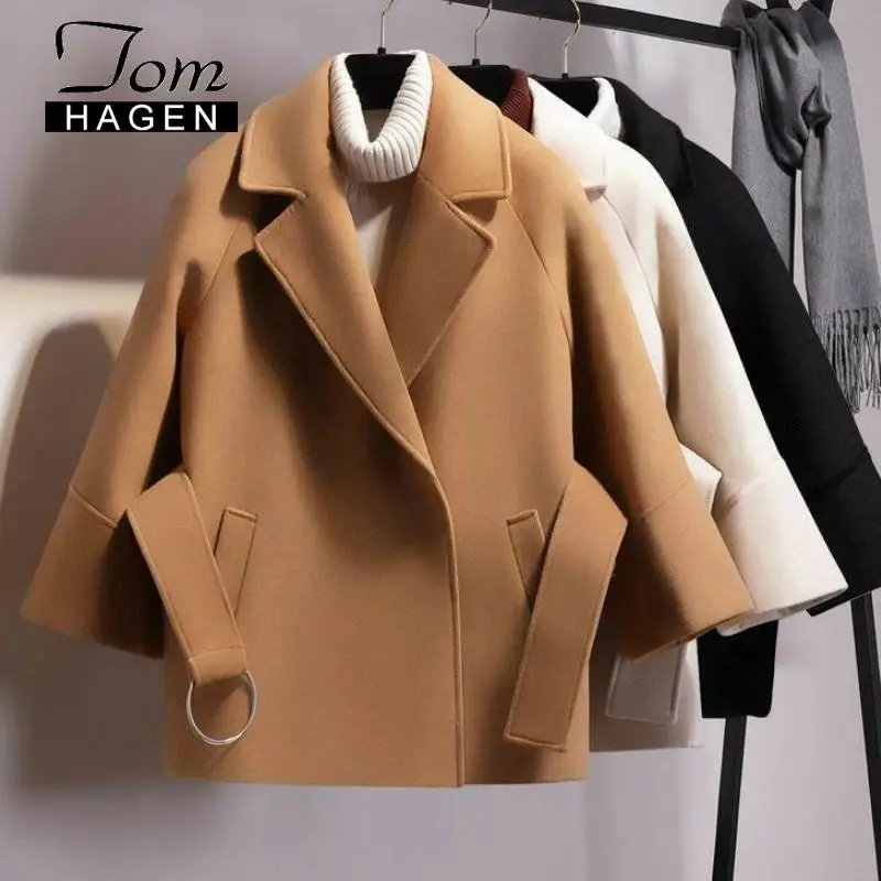 Зимнее шерстяное пальто и куртка для женщин короткая корейского размера плюс