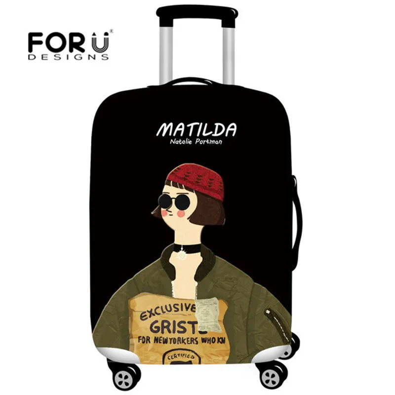 FORUDESIGNS Leon Matilda мультяшный багажный чехол для путешествий, Эластичный Защитный чехол для багажника, подходит для чемодана 19 ''-32'' дюймов - Цвет: QC044