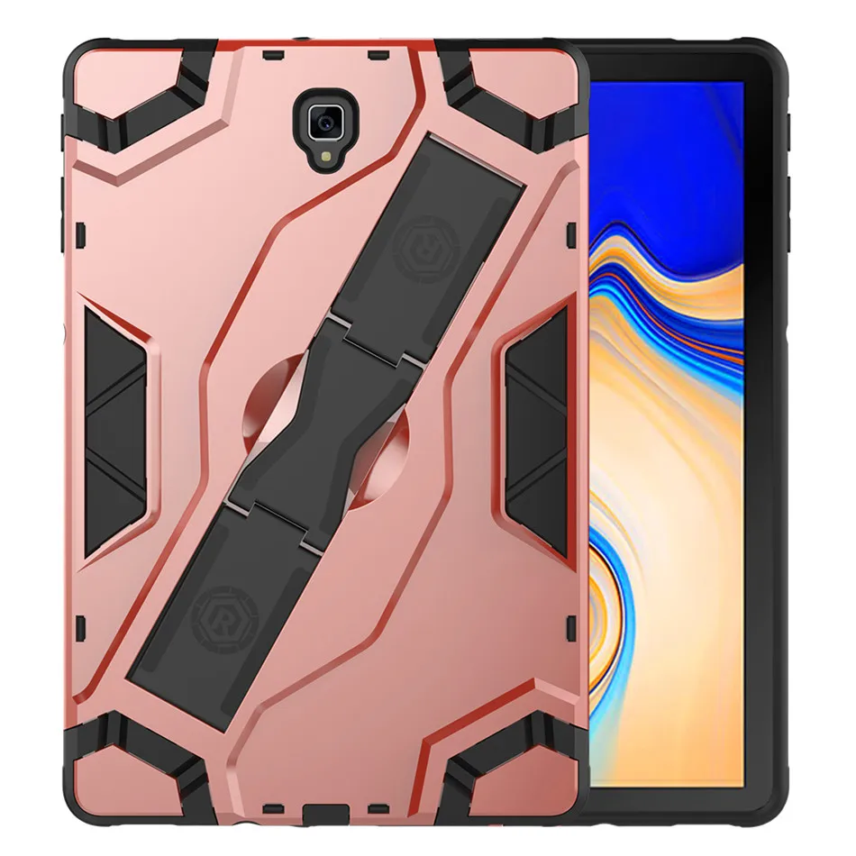 Rose Golden Для Samsung Galaxy Tab S4 10,5 SM-T830 T835 T837 Funda Tablet Back жесткий армированный чехол PU+ сверхмощный чехол-подставка+ пленка+ ручка - Цвет: Rose Golden