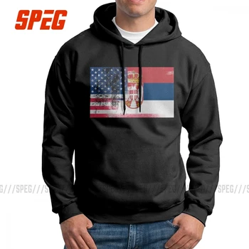 

Serbian American Half Serbia Half America Flag Hoodies Man Casual Hoodie Shirt 100% Cotton Travel Hooded Sweatshirt