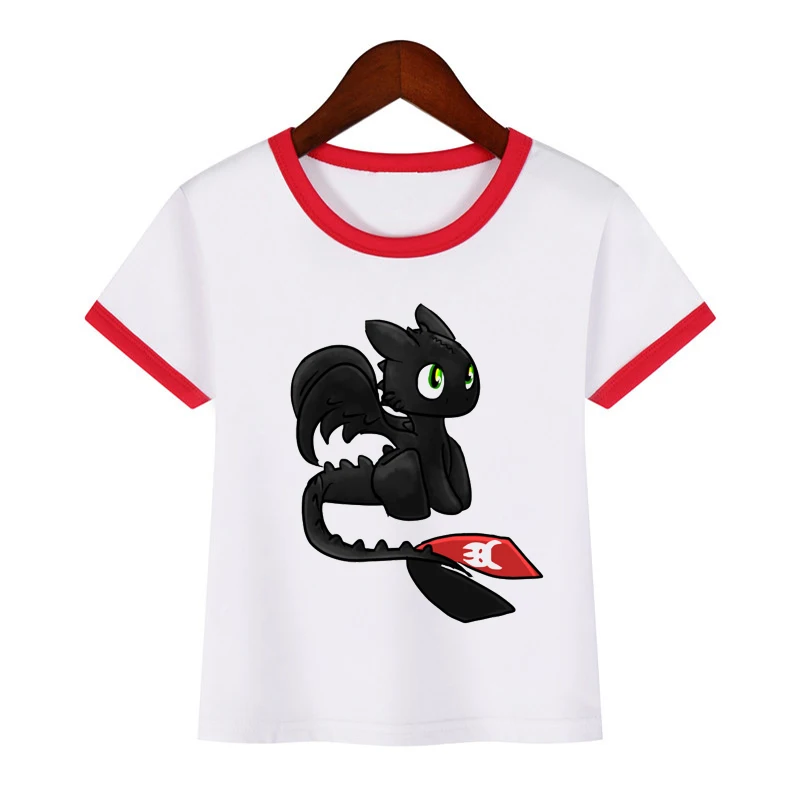 Летняя футболка для мальчиков, Детская футболка с принтом «Как приручить дракона» для мальчиков и девочек, детская одежда, 2-8 лет, KTP5197 - Цвет: x6 red